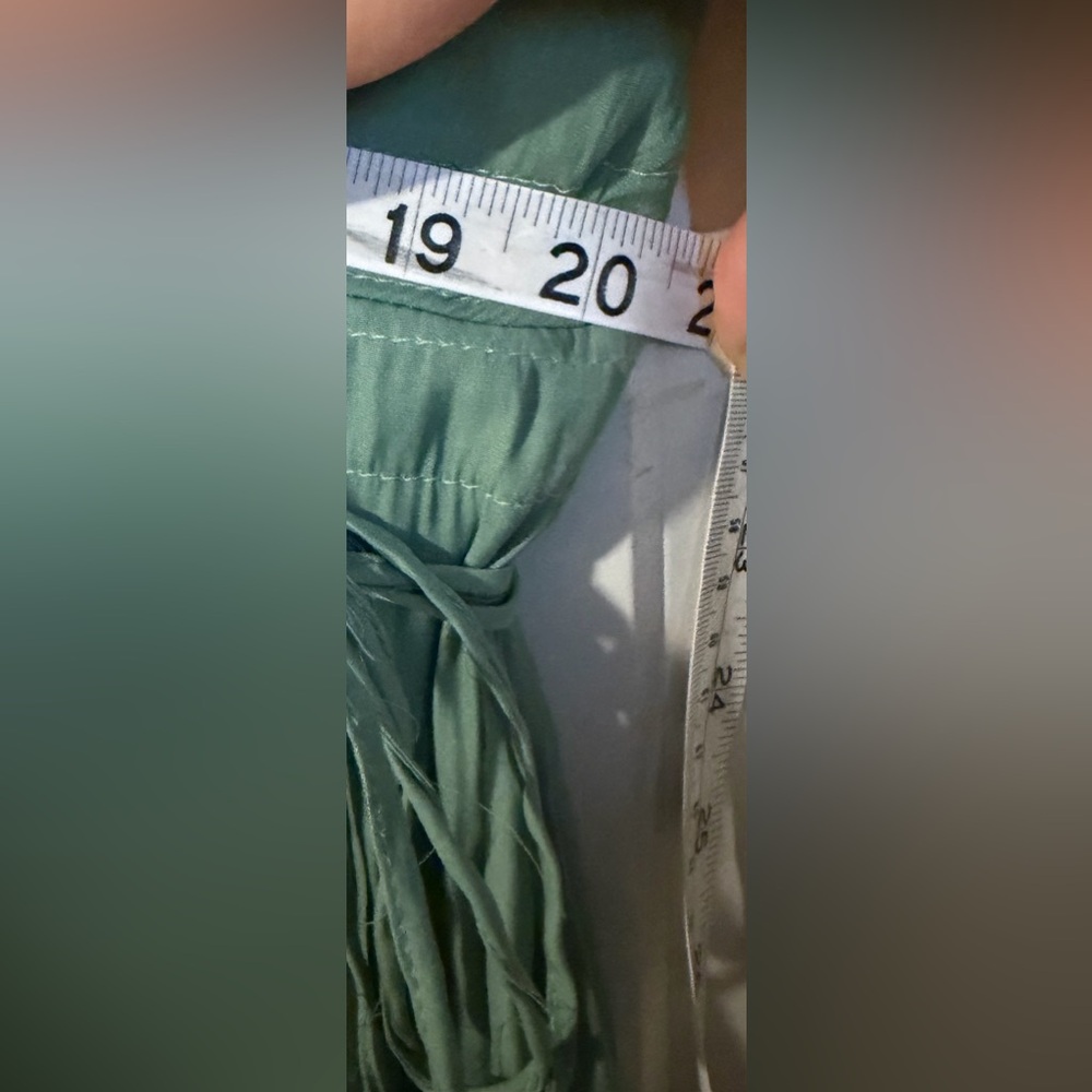 T TAHARI V-Neck Sleeveless Drawstring Waist Midi Dress Green sz 14 aprox boho - Picture 13 of 13